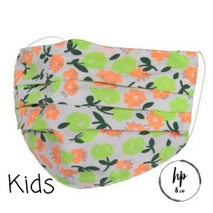 Girls neon floral face mask